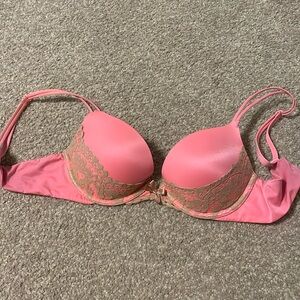 Victoria’s Secret pink and gold lace push up bra 34B